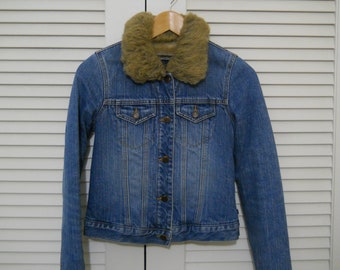 vintage Abercrombie & Fitch washed denim jacket fleece lined  size women's  XS