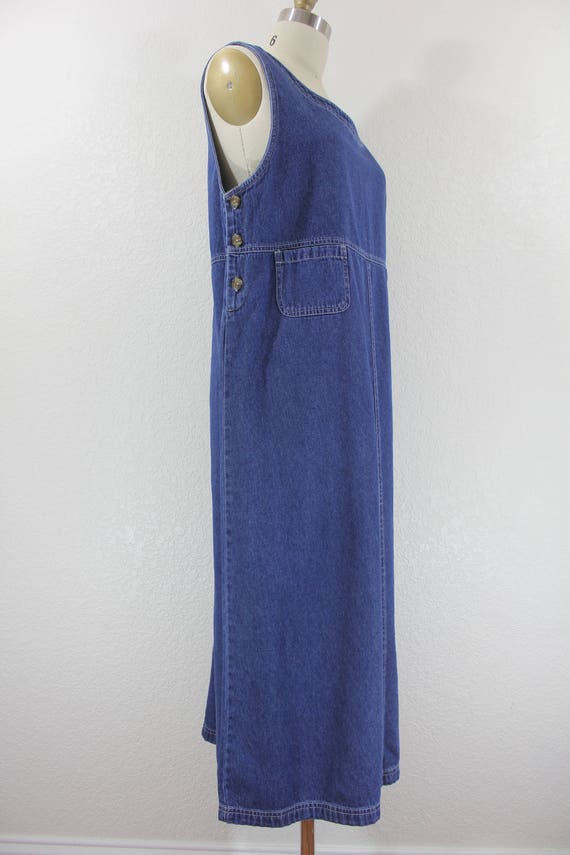 Vintage Denim Jumper Dress Maxi Large Petite By Cabin Creek Etsy