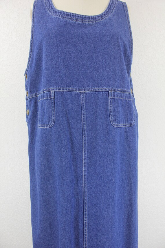 Vintage Denim Jumper Dress Maxi Large Petite By Cabin Creek Etsy