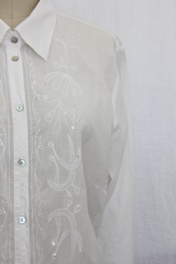 Gloria Vanderbilt white long sleeves blouse size … - image 8