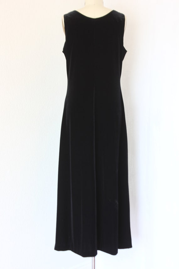 vintage black maxi evening dress plush velvet sle… - image 5