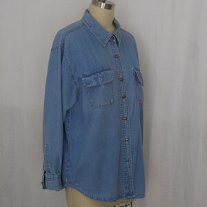 vintage blouse in soft denim blue cotton long sleeves by St. John size 16W image 2