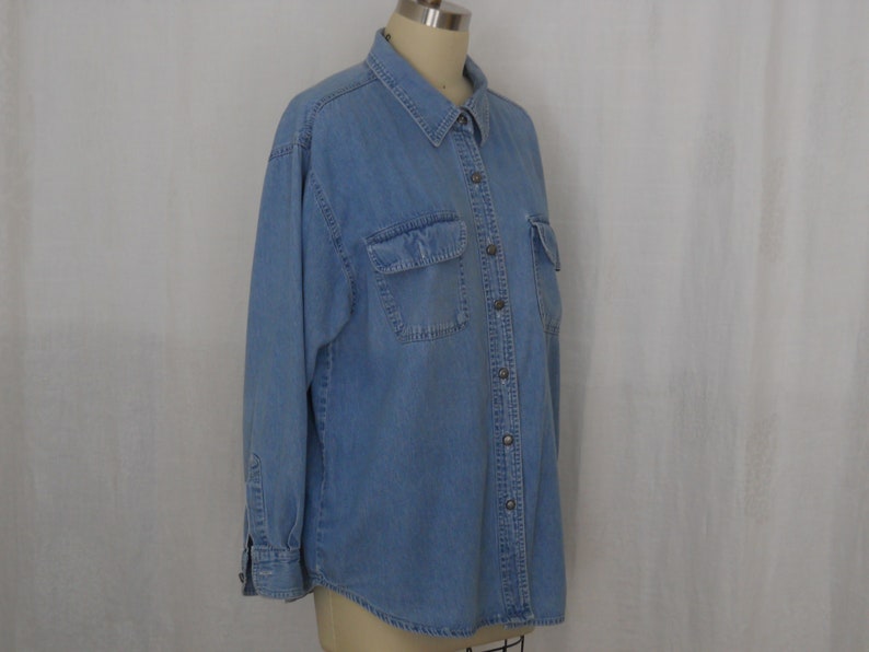 vintage blouse in soft denim blue cotton long sleeves by St. John size 16W image 2