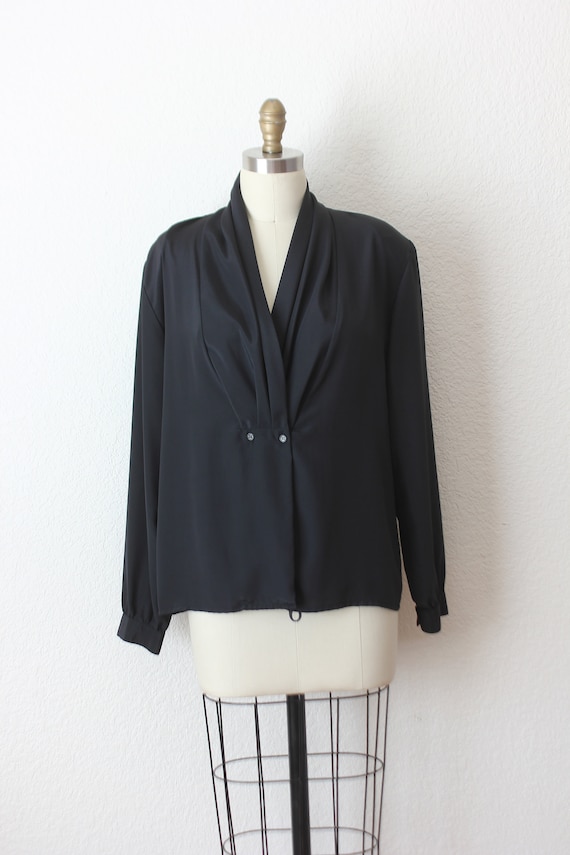 Vintage black silky  blouse