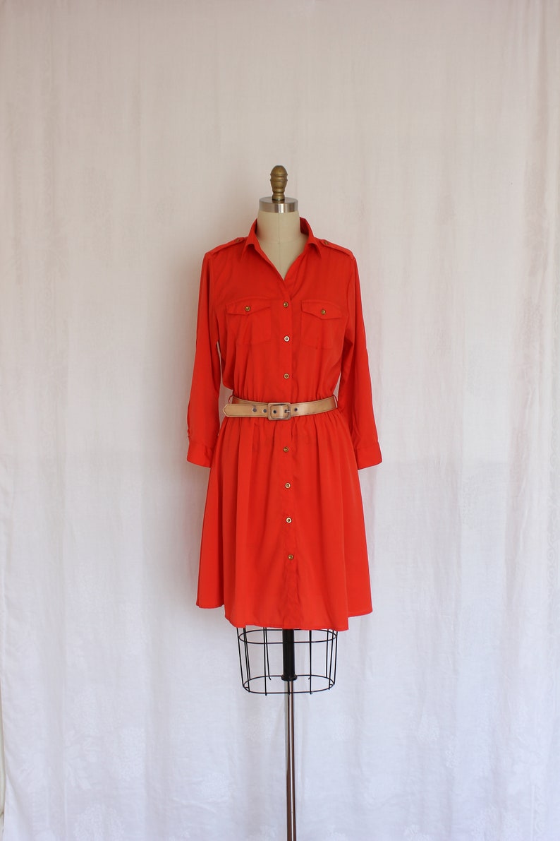 orange dress with buttons
