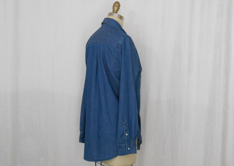 vintage Route 66 womens dark blue denim blouse long sleeves size medium image 2