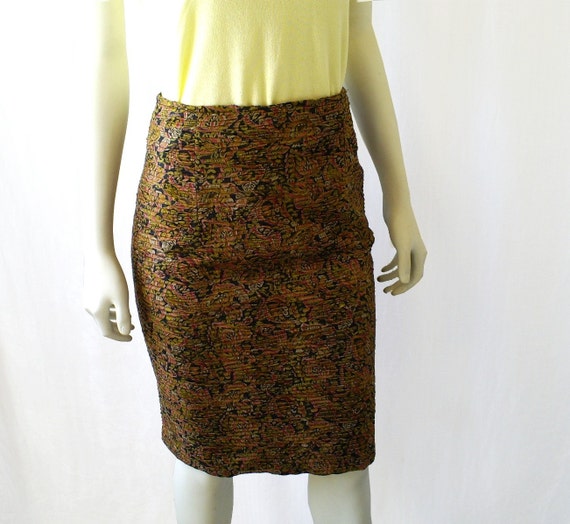 Vintage Skirt, Floral Printed Pleated Pencil - image 4