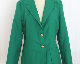 1980s womens blazer in dark emerald gold tone buttons