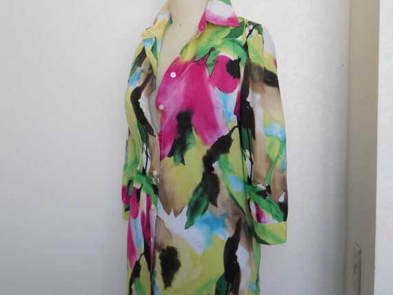 vintage blouse with colorful water color style pa… - image 10