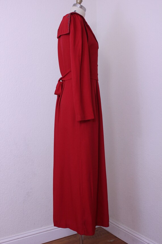 Vintage Red Dress Long Sleeves Maxi Metallic  Cor… - image 7