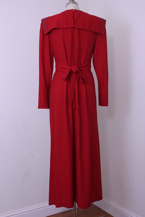 Vintage Red Dress Long Sleeves Maxi Metallic  Cor… - image 5