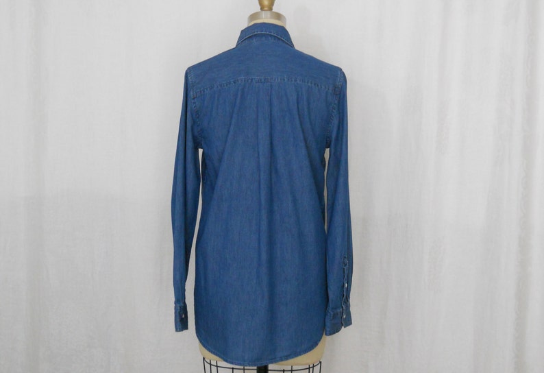 vintage Route 66 womens dark blue denim blouse long sleeves size medium image 4