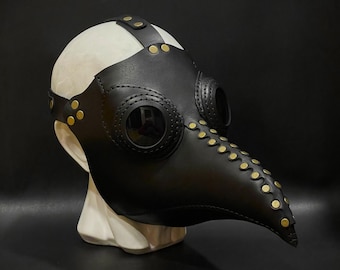 Plague Doctor Mask - Glasses Friendly Mask - Plague Doctor Costume - Leather Plague Doctor Mask - Cosplay Masquerade Steampunk Mask -Riveted