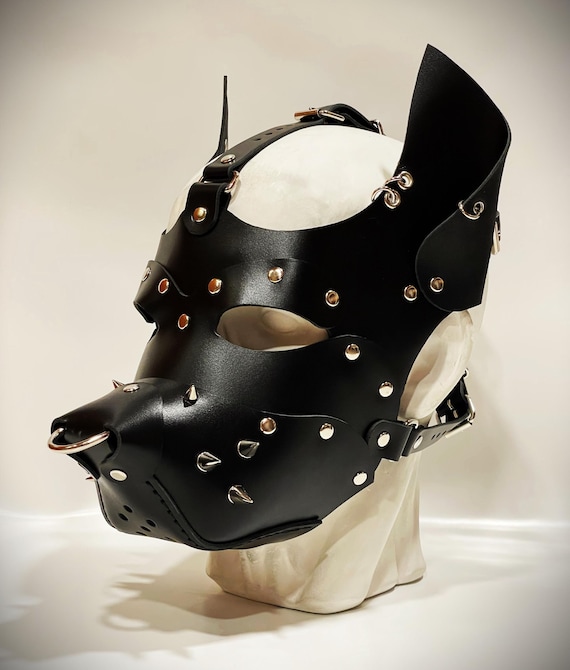 Leather Dog Mask With Spikes and Piercing - Leather Puppy  display picture 2