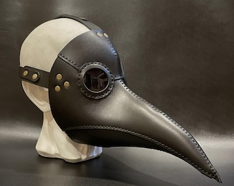 Plague Doctor Mask - Plague Doctor Costume - Leather Plague Doctor Mask - Cosplay Masquerade Steampunk Mask - Classic Black Plague Mask
