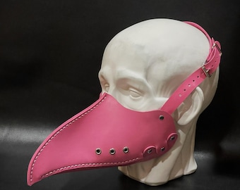 Plague Doctor Mask Pink - Half Mask - Plague Doctor Costume - Leather Plague Doctor Mask - Cosplay Masquerade Steampunk Mask - Plague Nurse