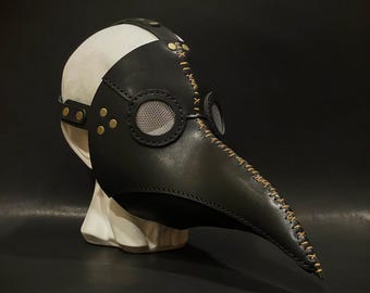 Plague Doctor Mask - Plague Doctor Costume - Leather Plague Doctor Mask - Cosplay Masquerade Steampunk Mask - Black Plague Mask - SCP 049