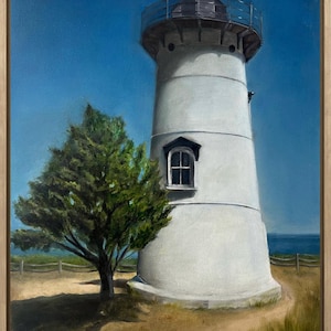 Oil Painting Lighthouse – Original Seascape Art on Canvas – Coastal Wall Decor – Nautical Fine Art Gift
