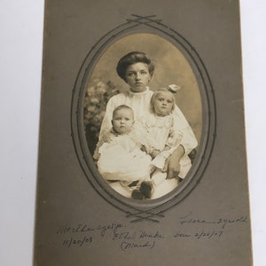 Vintage Antique Cabinet Photo 1900s Babies White Girl Child Maid Indentured Servant Pre WWI Era USA America 1908
