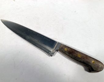 VTG Wusthof Trident 4582 20cm 8" Wood Handle Butcher Chef Kitchen Knife - USED