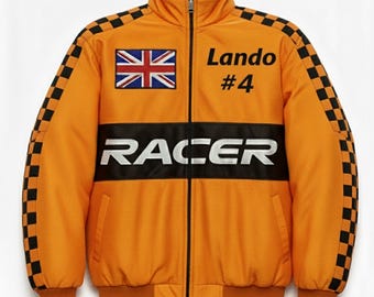 Lando Norris Fan Jacket - Kids and Adults Jacket- F1 Racers - Birthday Gift - Add your Name, Number Flag etc. Free Customization Available