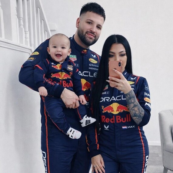 Family Red bull Racing Suits - Couple Costume - Formula 1 Racers - Matching Gloves, Shirts and Shoes - Birthday Gift - Add your Name, Flag.