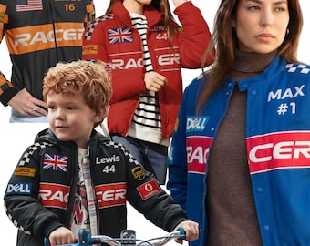 Formula 1 RACER Fan Jacket - Kids and Adults Jacket- F1 Fans - Birthday Gift - Add your Name, Number Flag etc. Free Customization Available