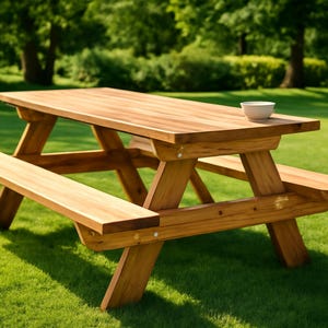 Construye tu propia mesa de picnic para 6 personas con nuestros sencillos planos.
