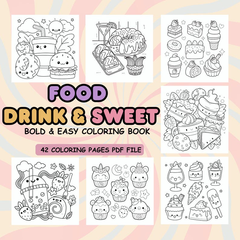 Coco Wyo Coloring Book, Food Drink & Sweet Coloring 45 Pages, PDF