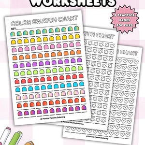 Color Swatch Chart, Color Swatches Sheets PDF, Practice Sheets, Alcohol Markers, Coloring Pages PDF , Printable Coloring Swatch Charts