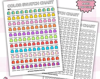 Color Swatch Chart PDF: Alcohol Marker Practice Sheets (Digital Download)