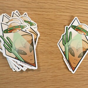 UFO and Alien Desert Scene Sticker