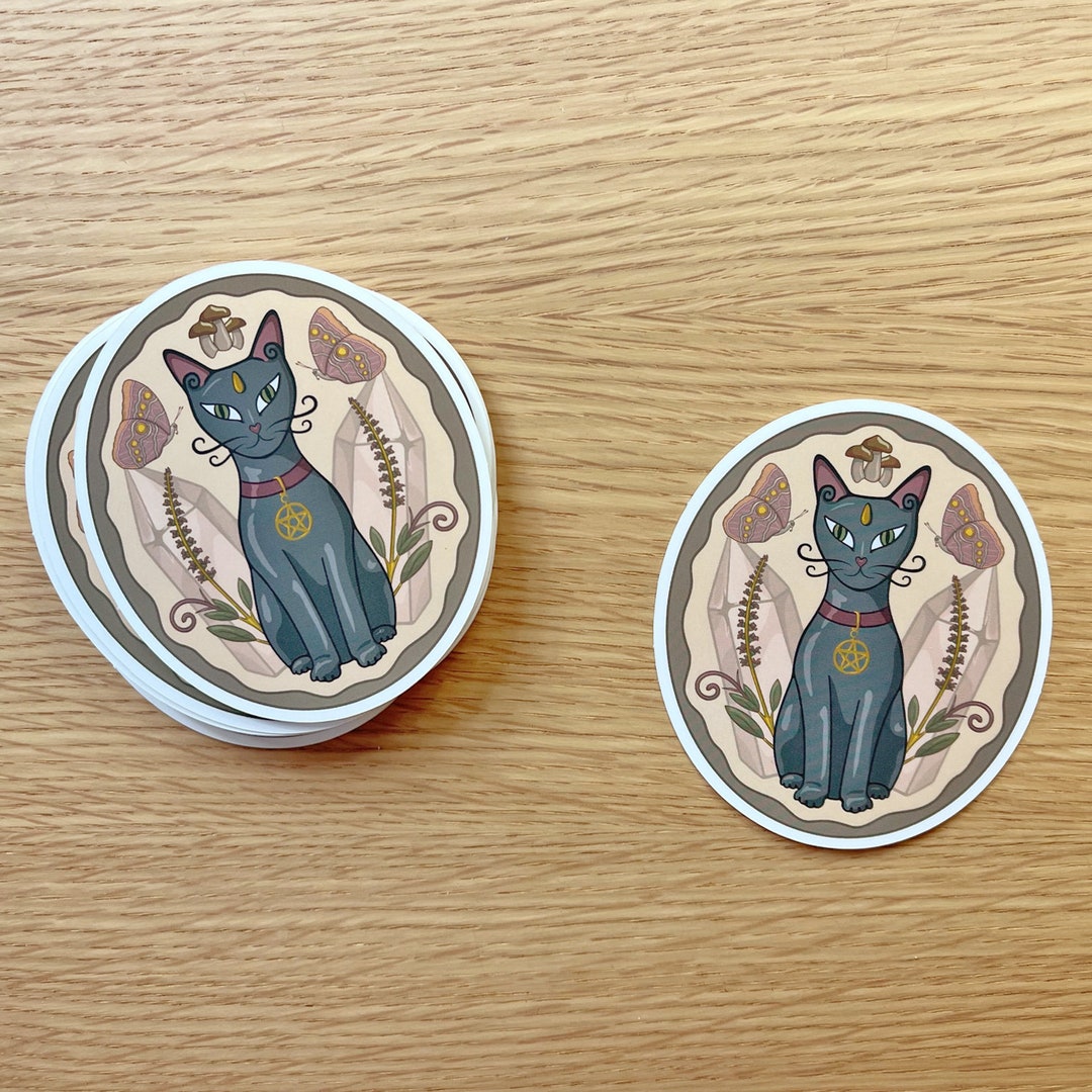 Witchy Black Cat Sticker - Etsy