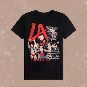 WWEE LA Knight Collage T-Shirt – Vintage Graphic Boxing Tee, 90s Style Champion Shirt, Fan Merchandise Gift Idea