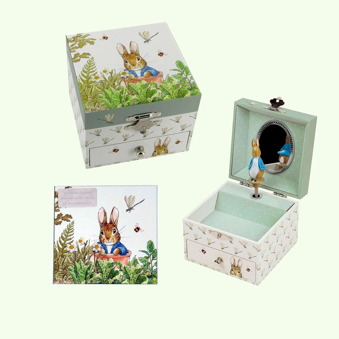 Peter Rabbit Musical Box Personalised by Engraving, for Little Boys or ...