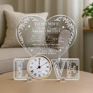 Personalized Heart-shaped Acrylic Clock - Custom Engraved Home Decoration - Acrylic Desk Clock - Creative Couple Anniversary Gift