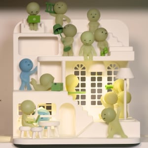Huge Smiski Town Display with Furniture Fits 25+ Smiskis - White
