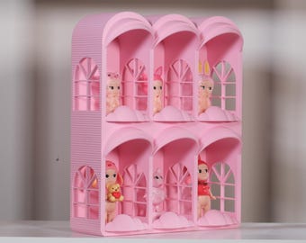 Pink Sonny Angel Hotel Display Case House 6 rooms.