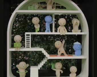 Organizador de escritorio con estante de exhibición curvo grande Smiski House, apto para más de 14 Smiskis