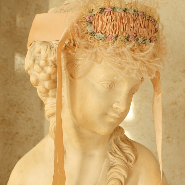 RESERVED Antique Flapper Headband Silk Ribbon Work & Lace 1920's