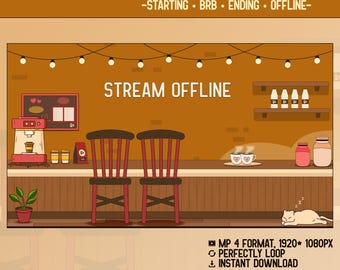 Animated Cozy Coffee Stream Screens | Twitch Starting BRB Ending Offline