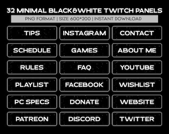 Minimalist Twitch Panels – Black and White Stream Overlay (Digital Download)