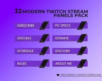 32 Modern Purple Stream Panel Pack | PNG Instant Download