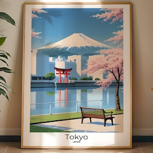 Tokyo Retro Wall Art Print – Mt. Fuji, Cherry Blossoms & City Pop Style Poster for Japan Travel and Sakura Lovers