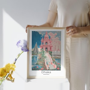 Dhaka Inspired Travel Poster - Bangladesh Wall Art, Digital Print