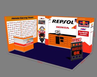 Garagem Pit Box (Paddock) em escala 1/12 Marc Márquez Motogp 2013-2016