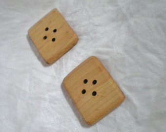 Oversized Chunky Wooden Buttons Bird's Eye Maple Handcrafted set of two