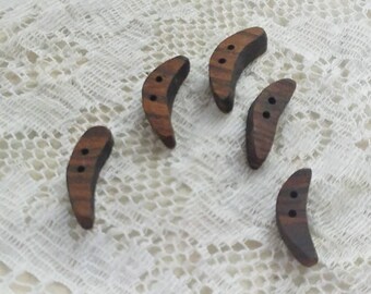 Handcrafted Bocote Buttons Toggles set of 5 carved wood