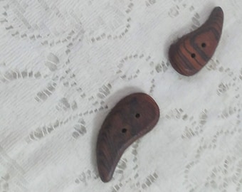 Handcrafted Bocote Wood Buttons Set of 2
