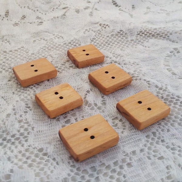 Chunky Maple Wood buttons, set of 6 handmade